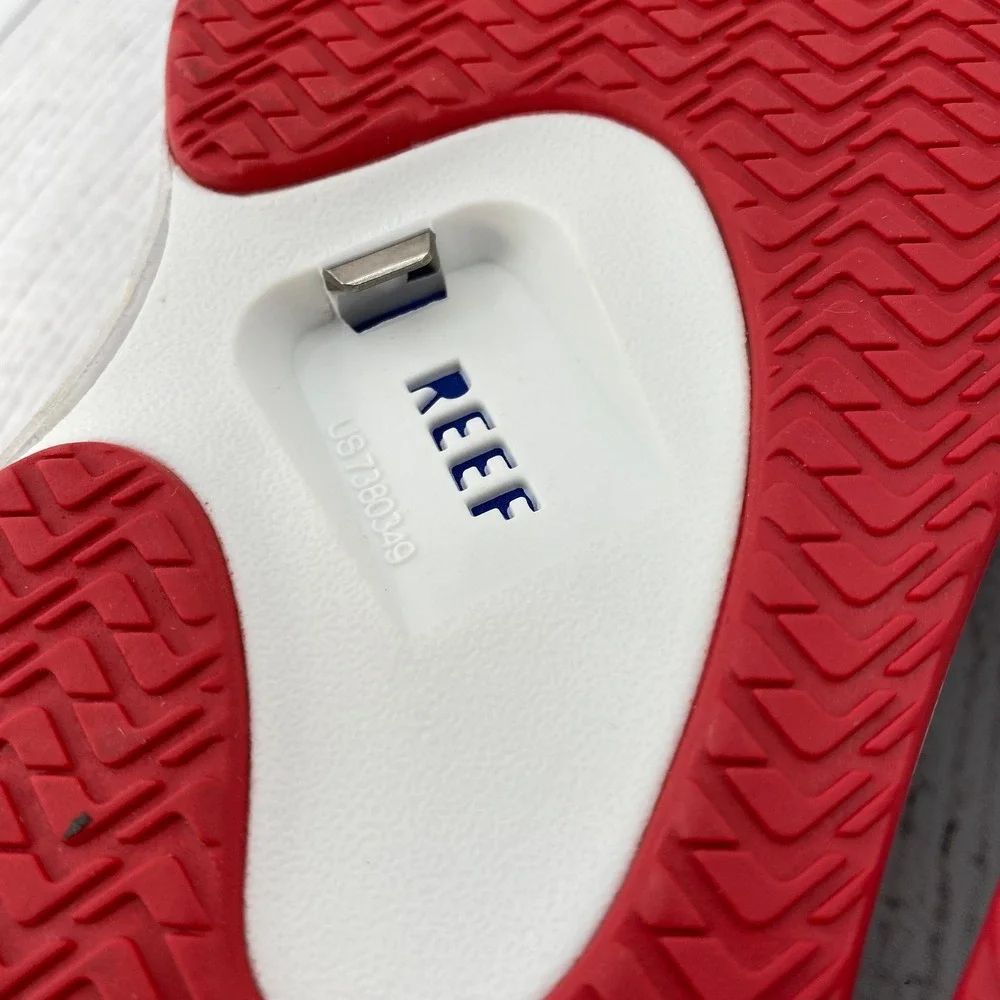 Reef Fanning Flip Flops Mens 9 Patriotic Red White Blue Bottle Opener American